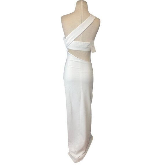 Monot Cut Out One Shoulder Maxi Dress in White New Womens Long Maxi Gown - Picture 9 of 17